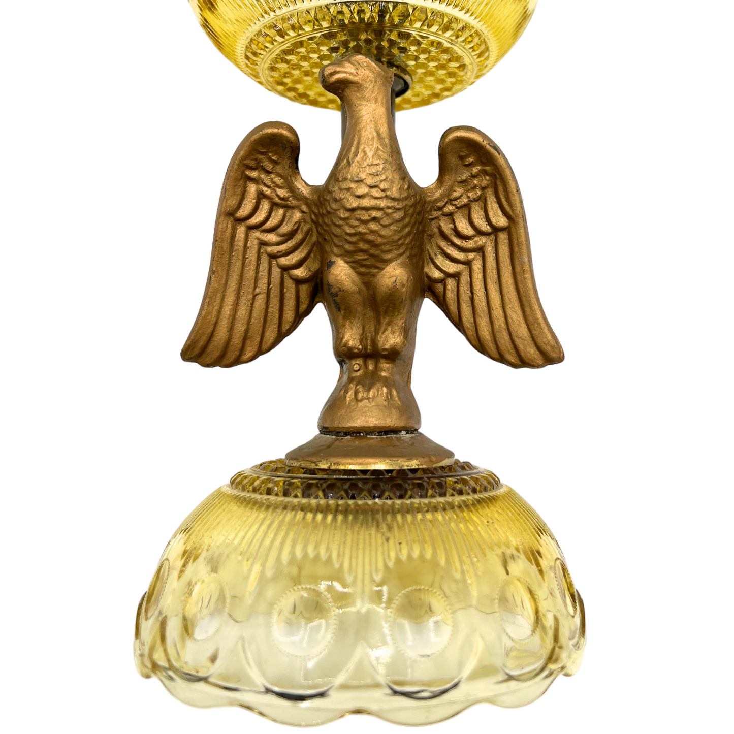 pair of mid-century amber glass eagle candlesticks