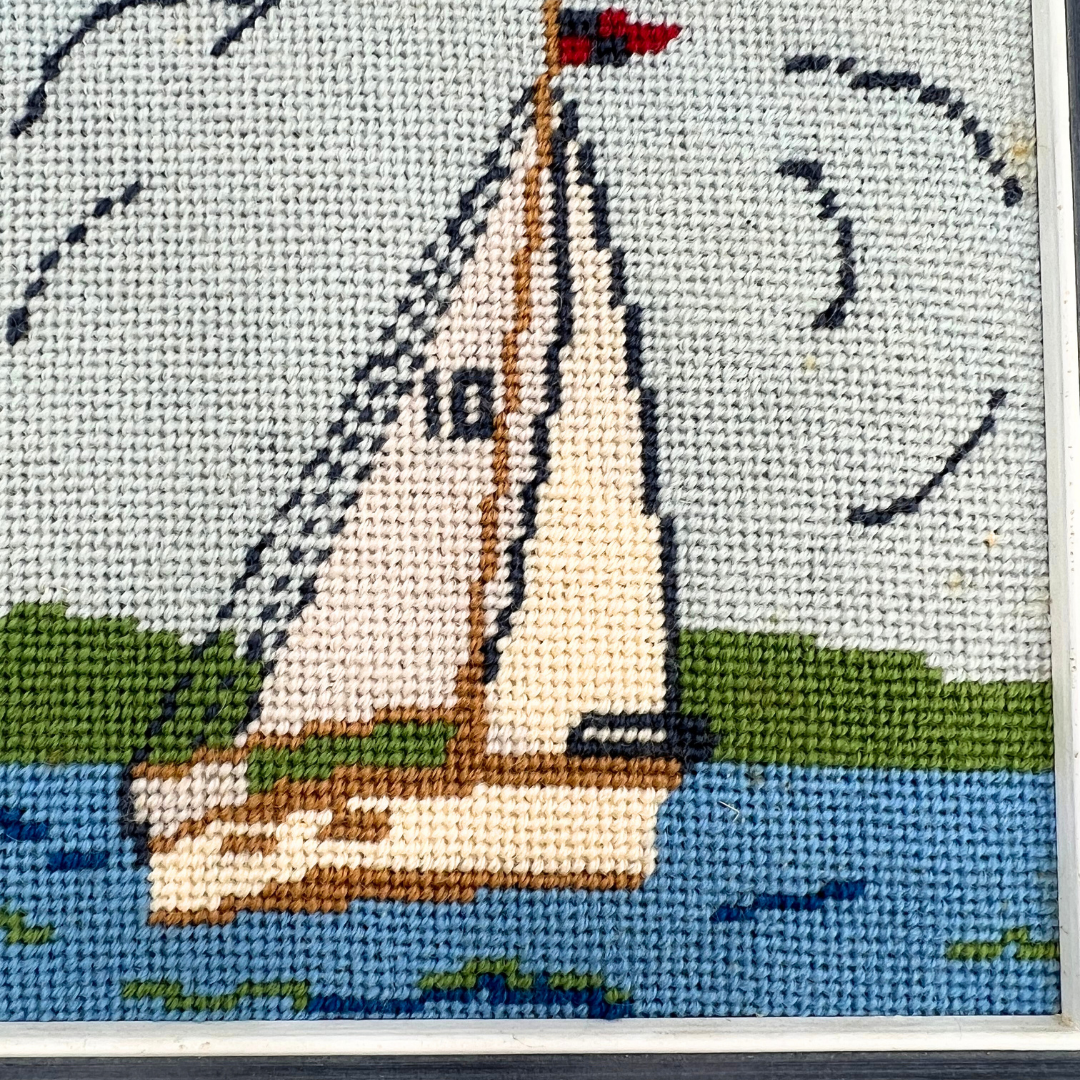 small vintage sailboat needlepoint