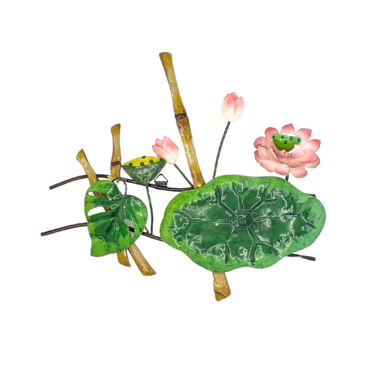 vintage metal lily pad wall hanging
