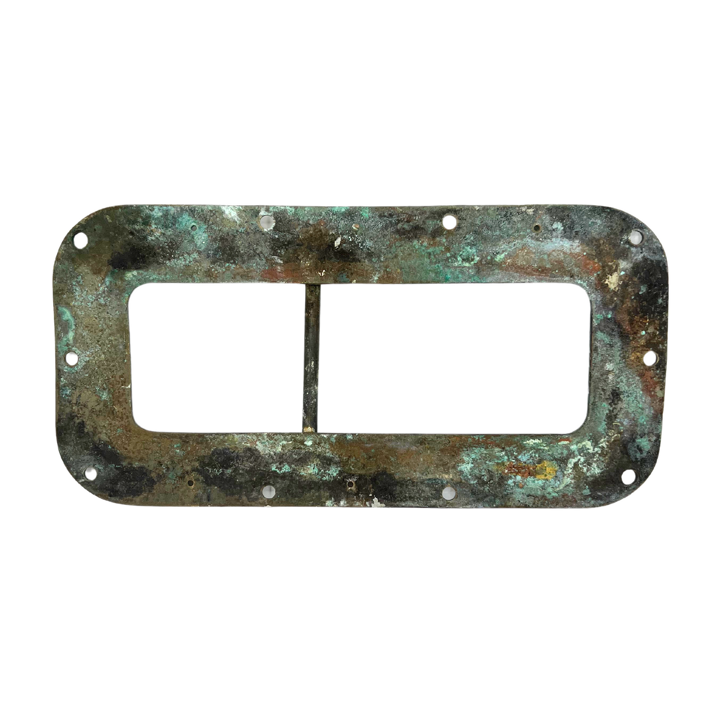 salvaged brass marine window frame