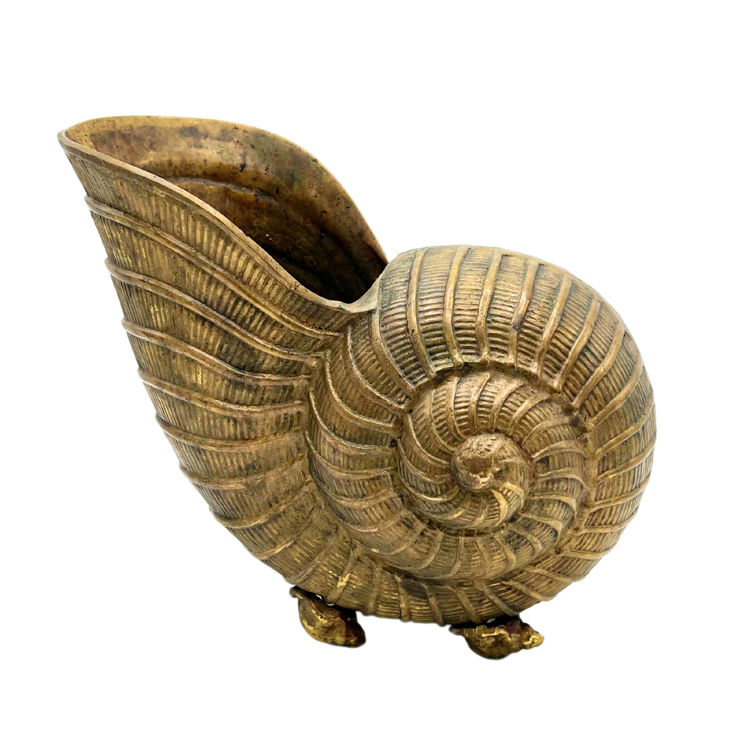 vintage brass nautilus planter