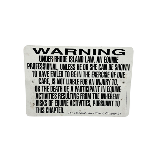 vintage Rhode Island equestrain law sign