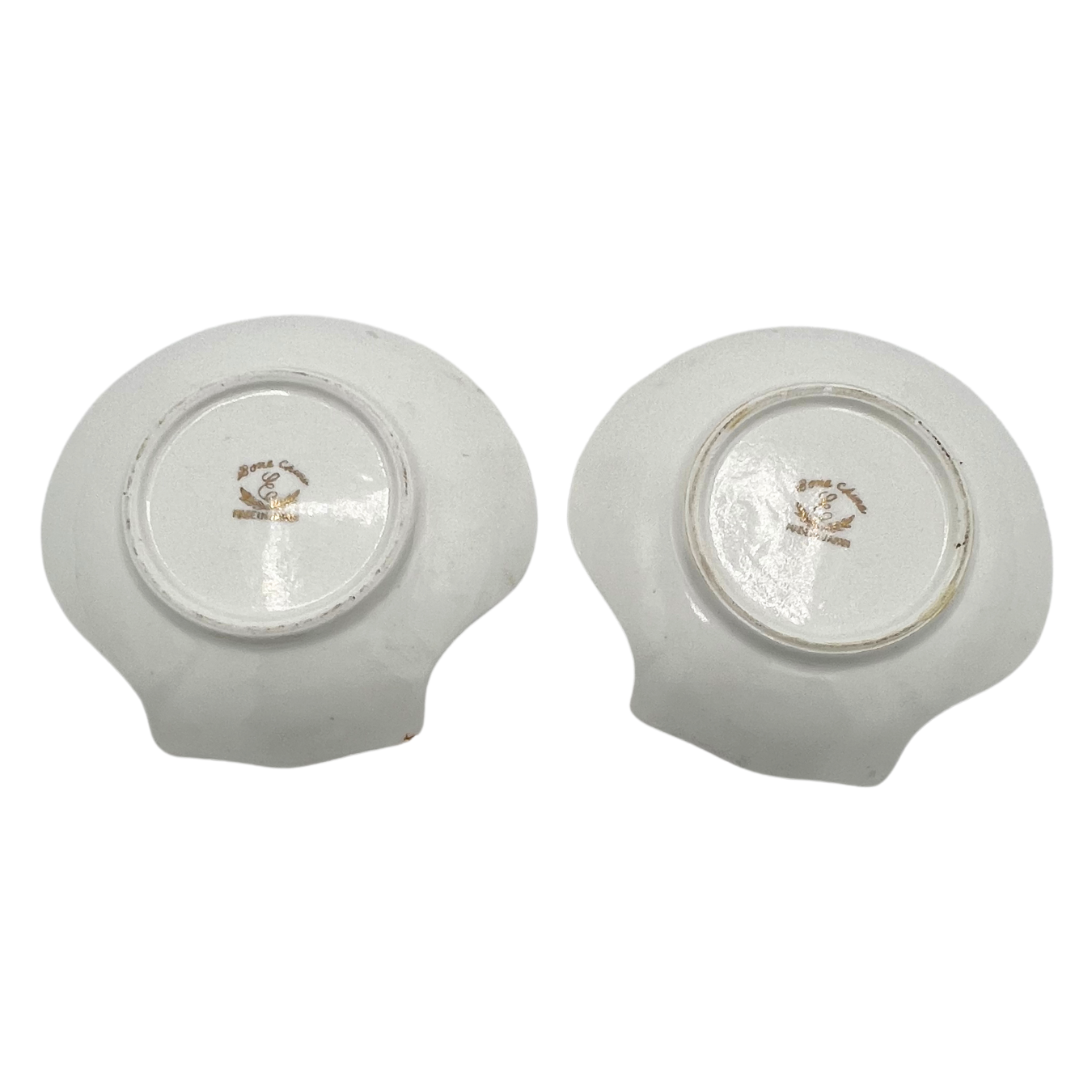 pair of vintage floral scallop dishes