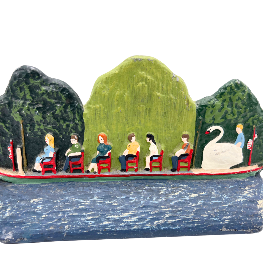 vintage cast iron swan boat door stop