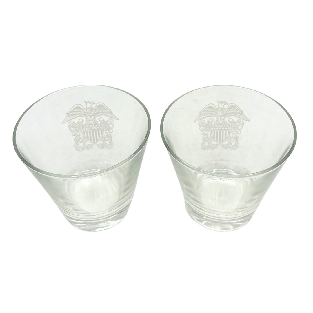 pair of vintage Navy whiskey glasses