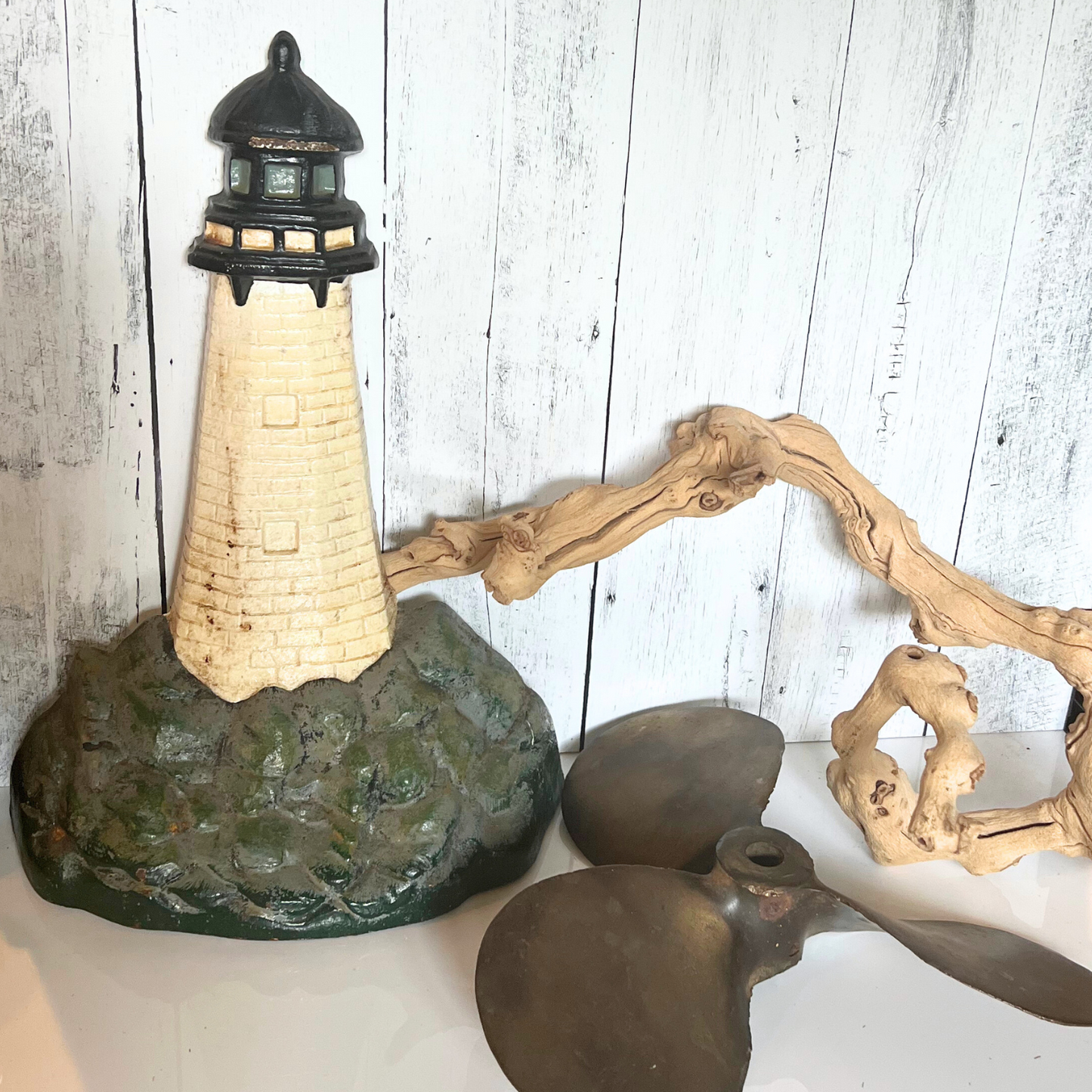 large vintage cast iron lighthouse door stop