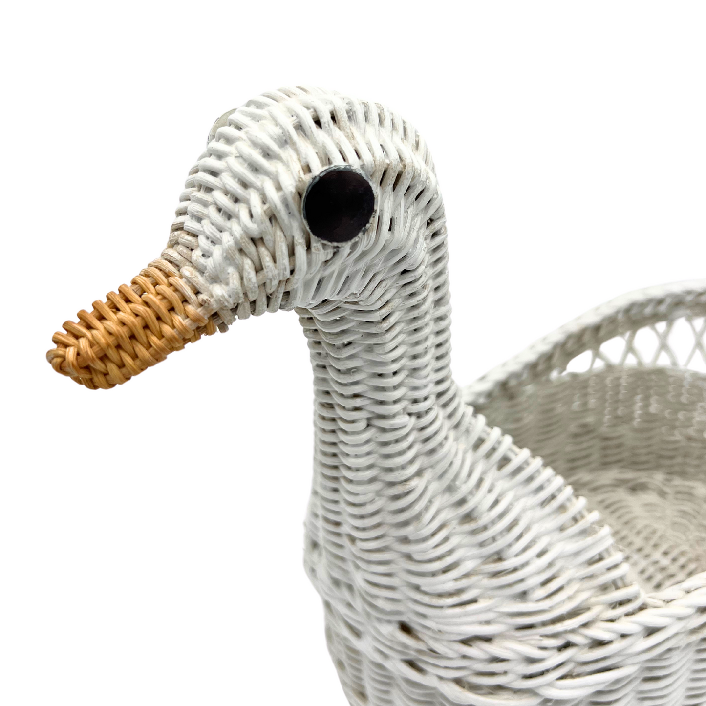 vintage white duck wicker basket
