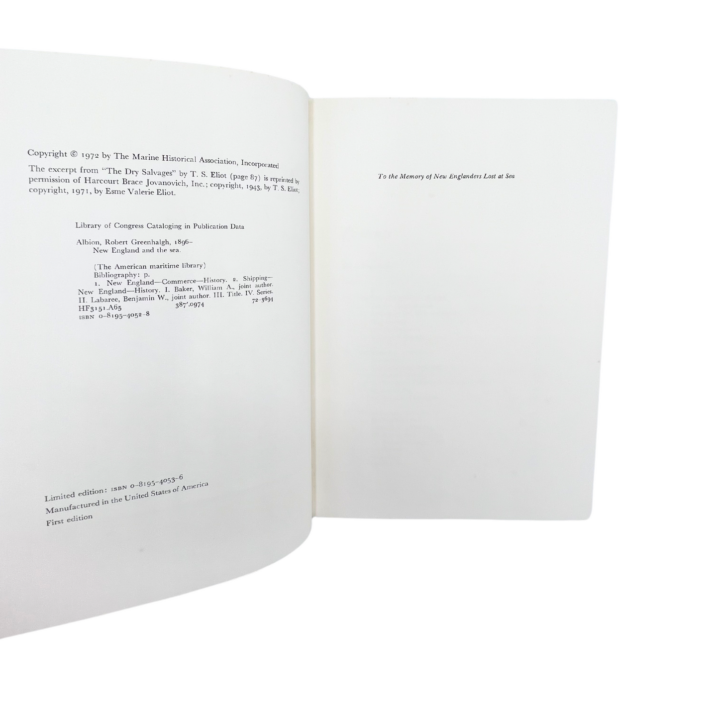 1972 book: New England and the Sea