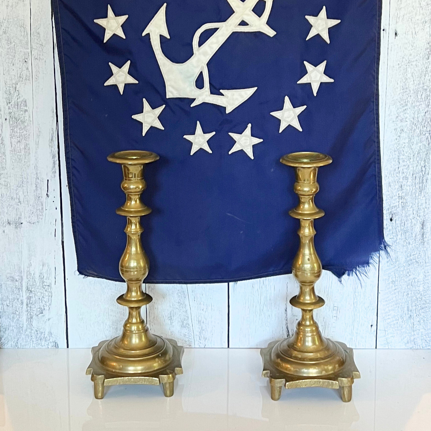pair of vintage solid brass candlesticks