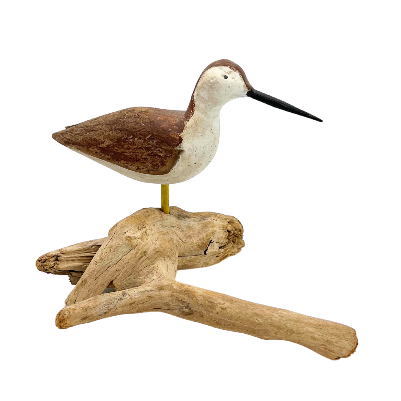 vintage shorebird on driftwood