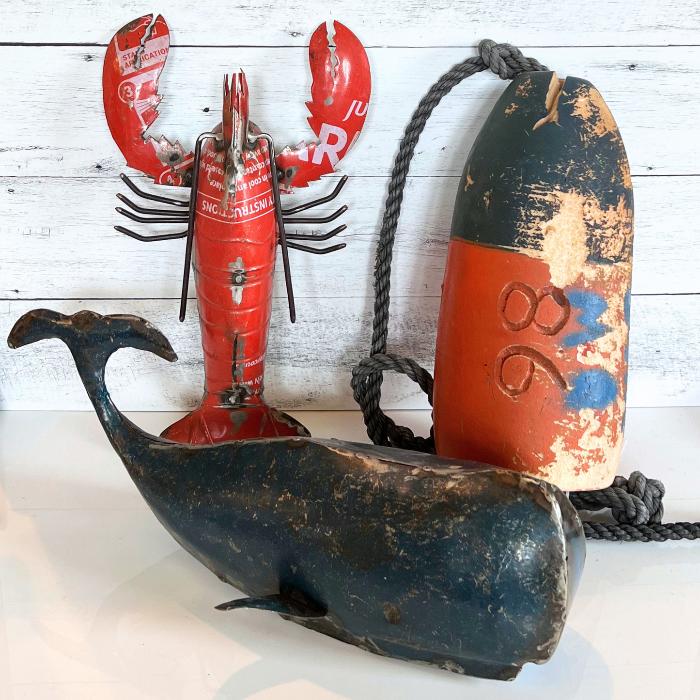 reclaimed metal whale