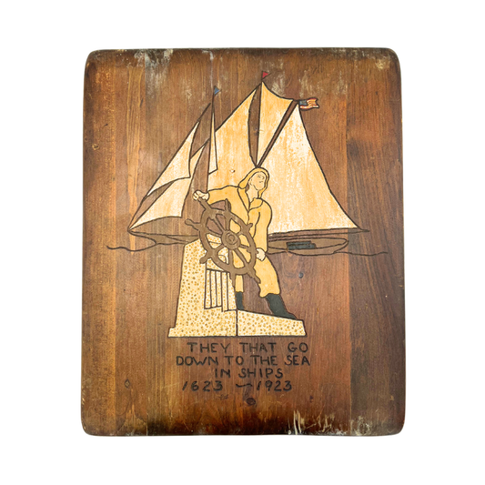 vintage Gloucester Fisherman's Memorial wood plaque