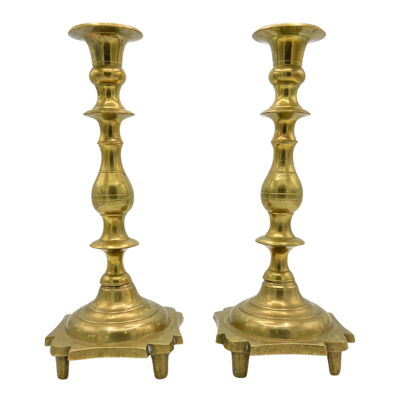 pair of vintage solid brass candlesticks