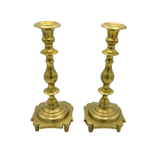 pair of vintage solid brass candlesticks