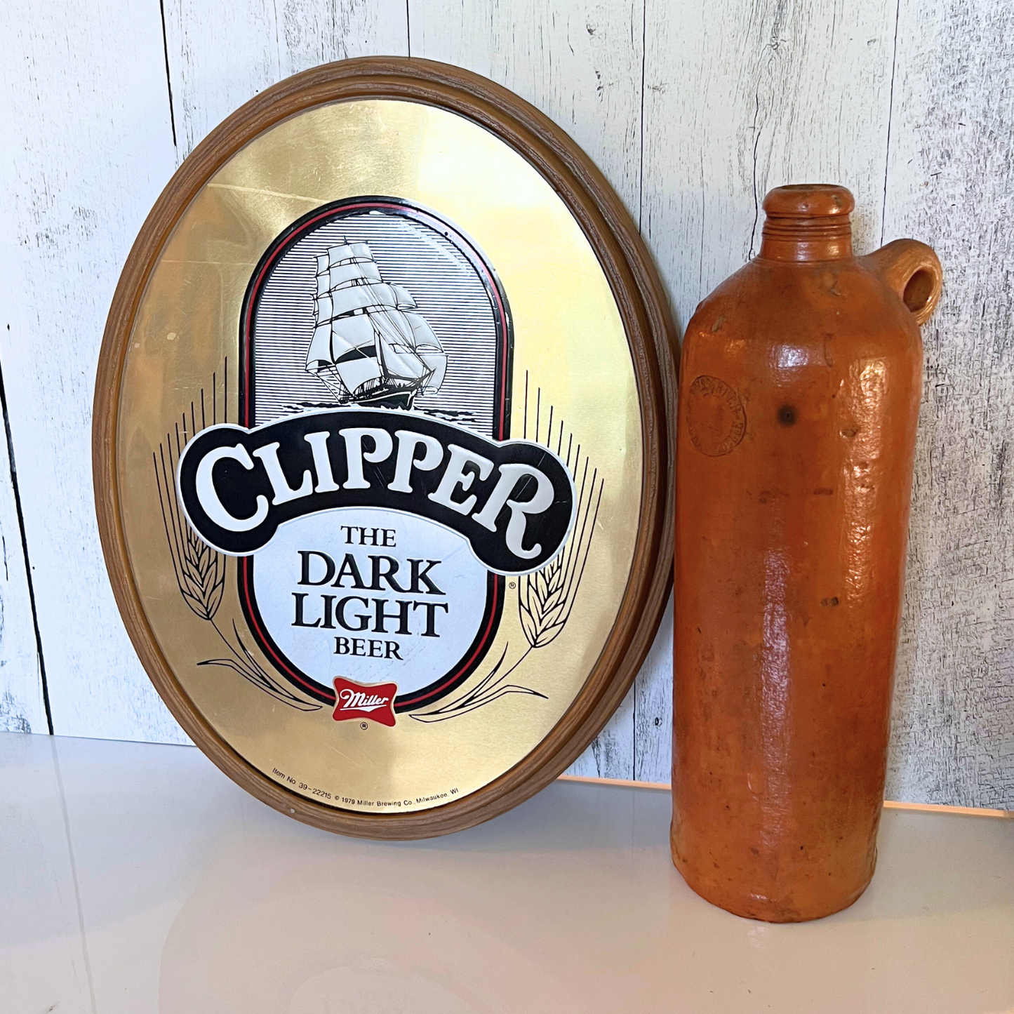 antique European stoneware bottle