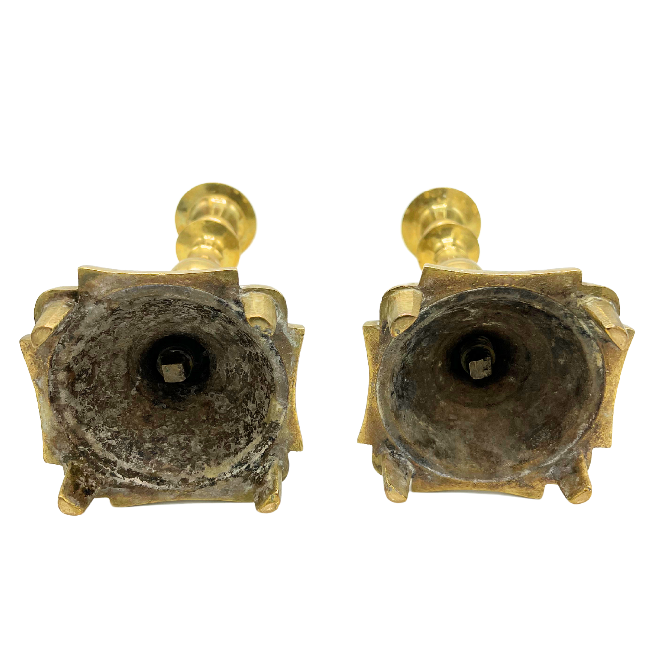 pair of vintage solid brass candlesticks