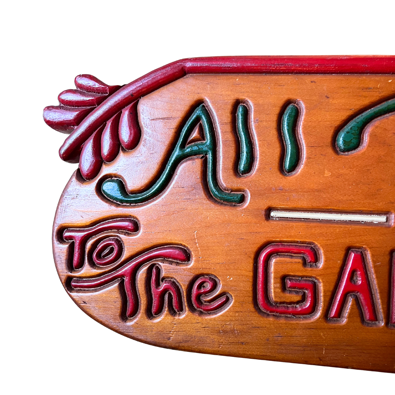 vintage wooden game room sign