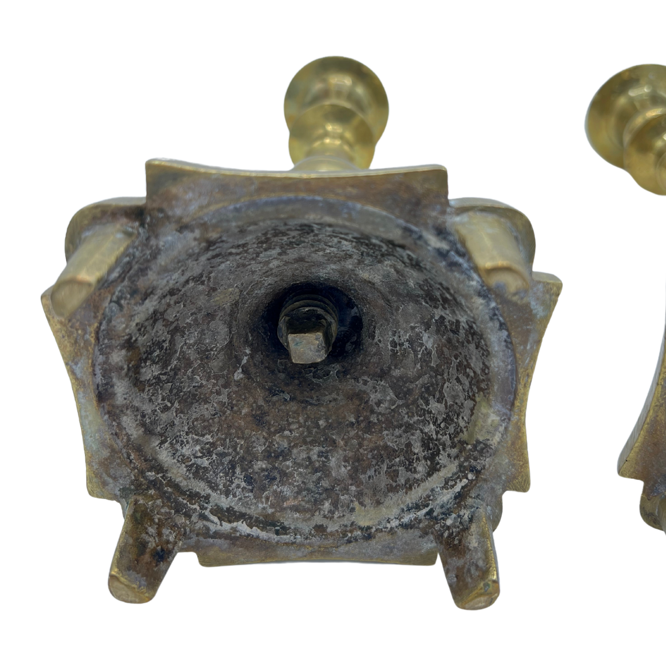 pair of vintage solid brass candlesticks