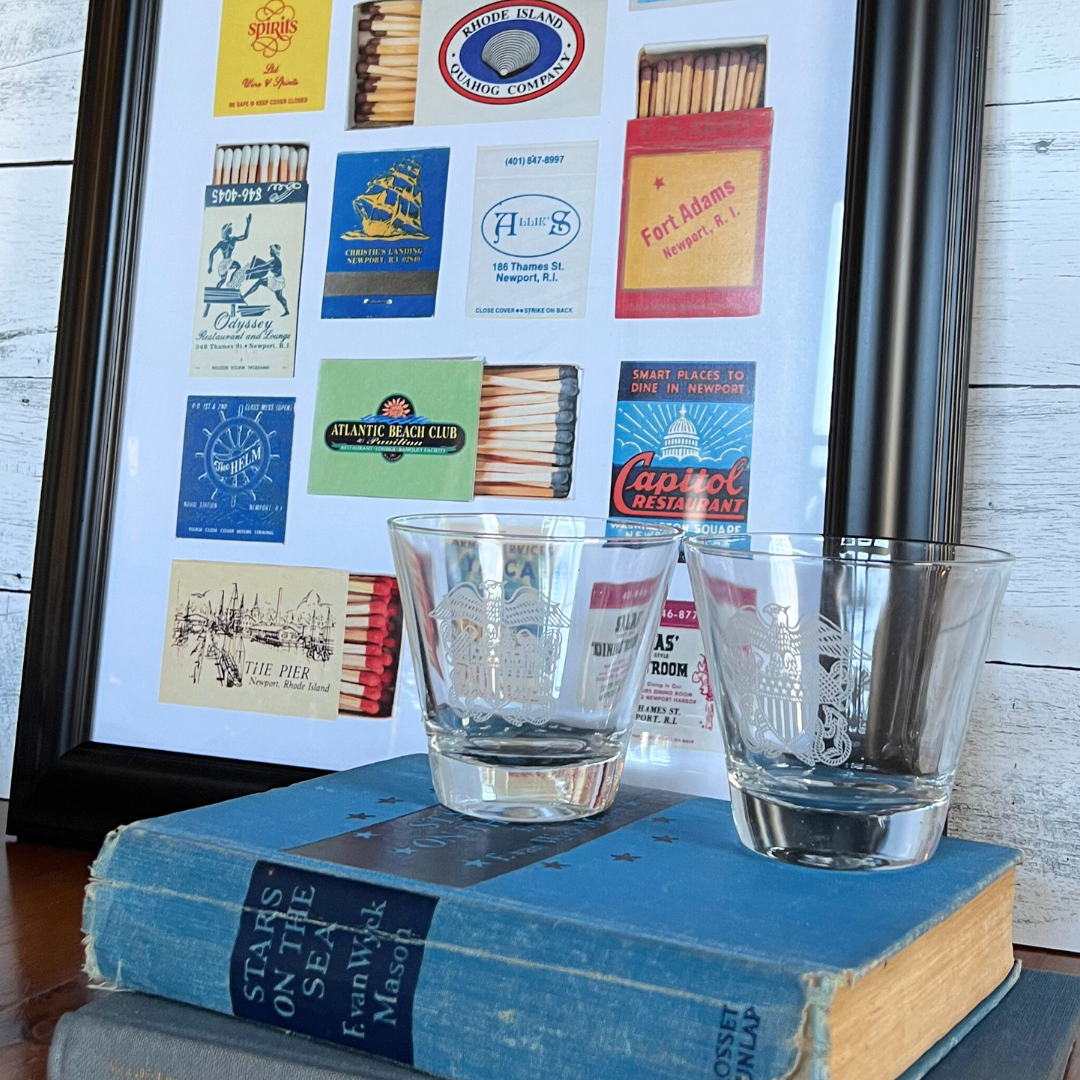pair of vintage Navy whiskey glasses