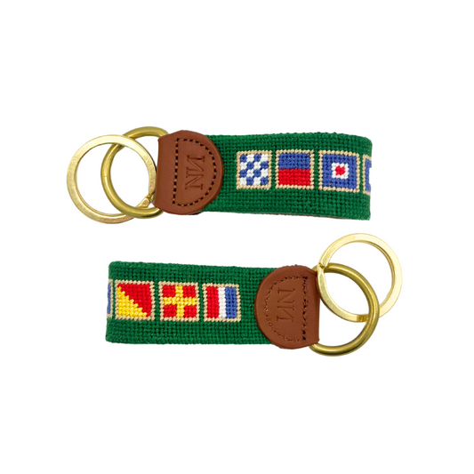Newport flags needlepoint keychain (green)