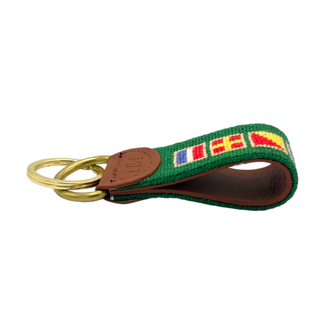 Newport flags needlepoint keychain (green)