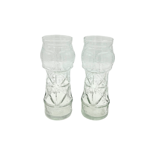 pair of vintage Red Lobster lighthouse glasses