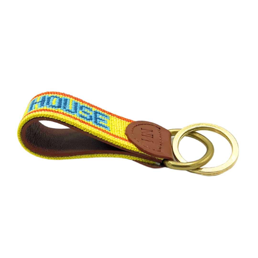 beach house needlepoint keychain