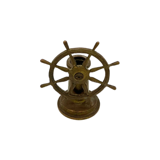 vintage brass ships wheel candle holder