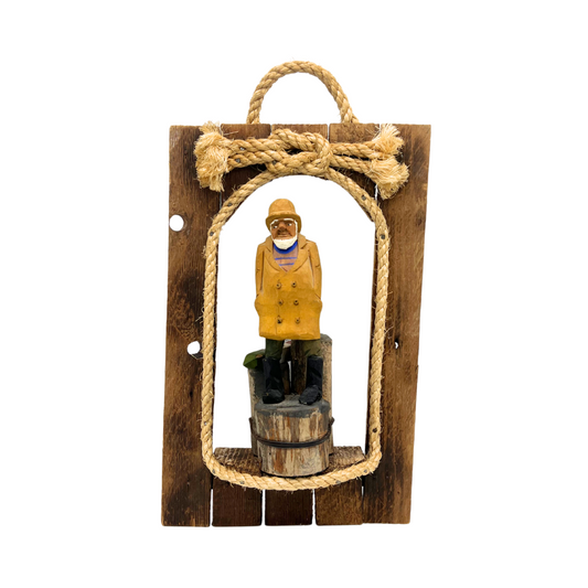 vintage wooden fisherman wall hanging