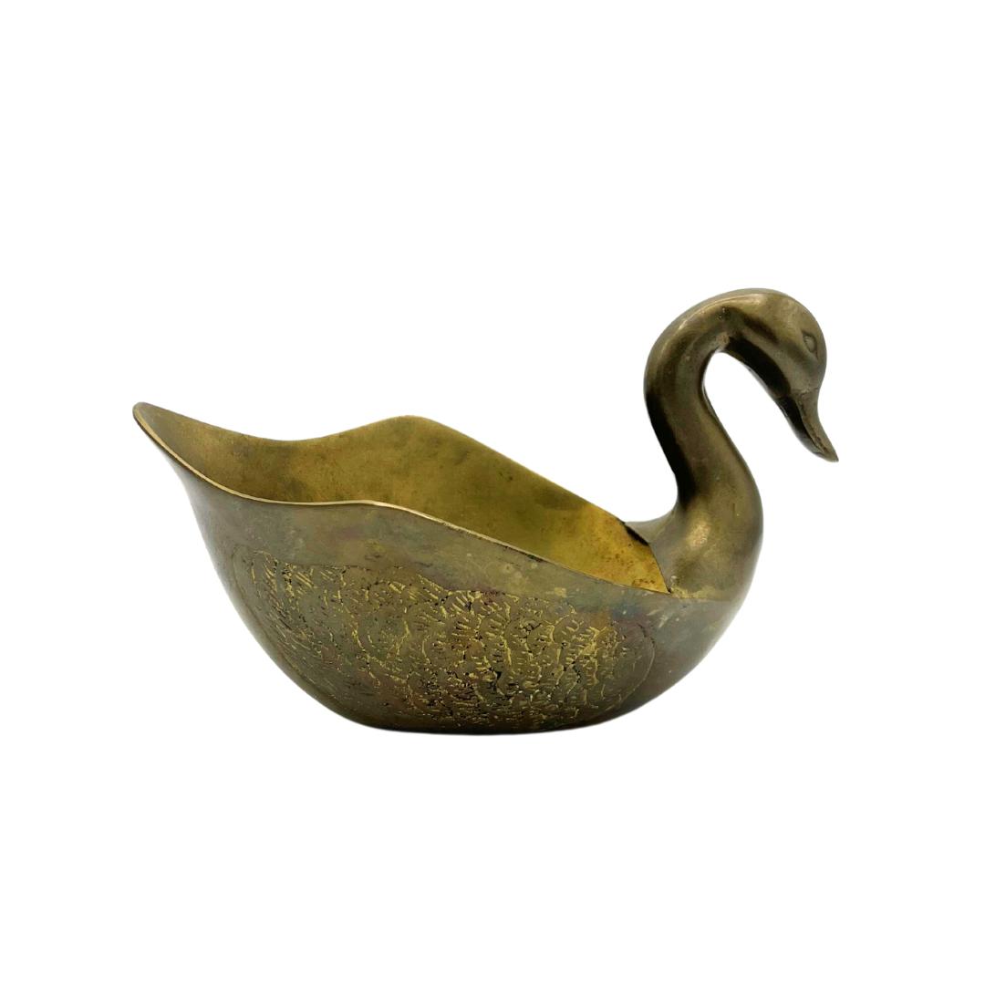 vintage brass swan dish