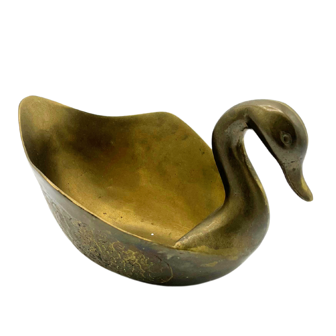 vintage brass swan dish