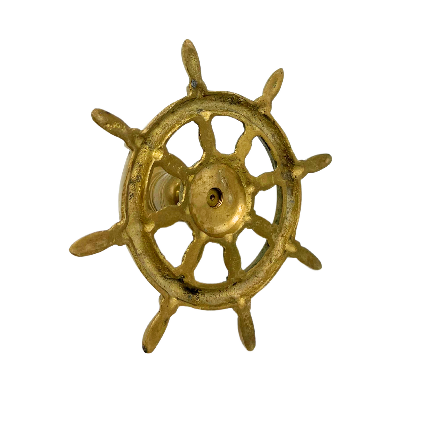 vintage brass ships wheel candlestick