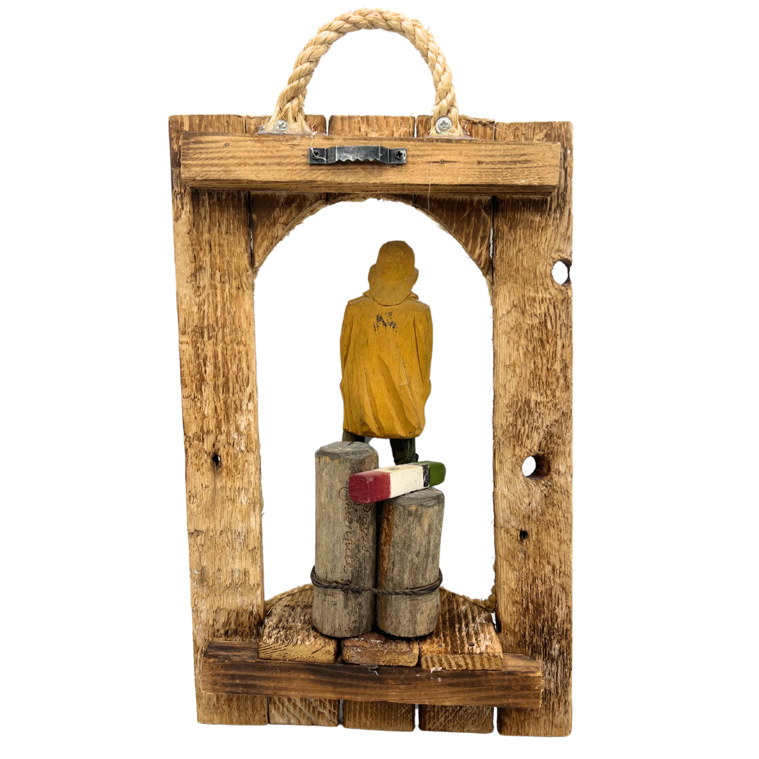 vintage wooden fisherman wall hanging