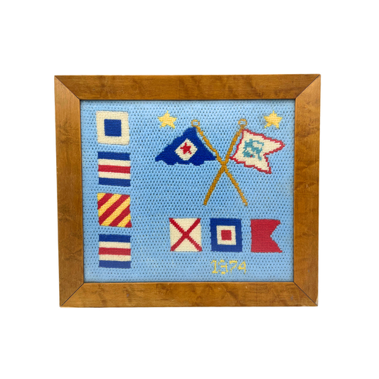 1974 framed burgee needlepoint