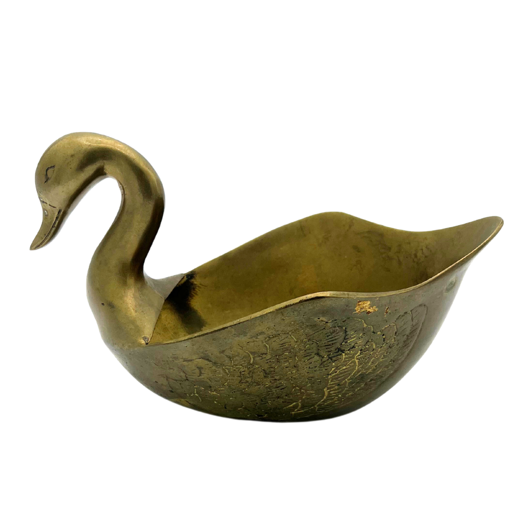 vintage brass swan dish