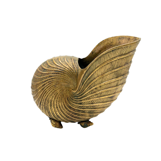 vintage brass nautilus planter