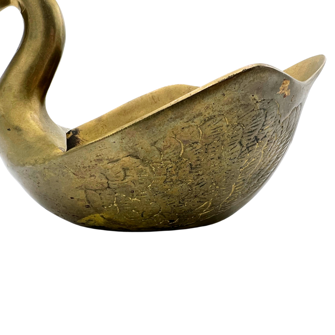 vintage brass swan dish