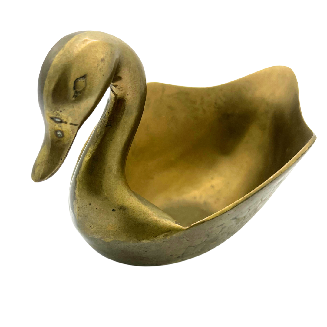 vintage brass swan dish