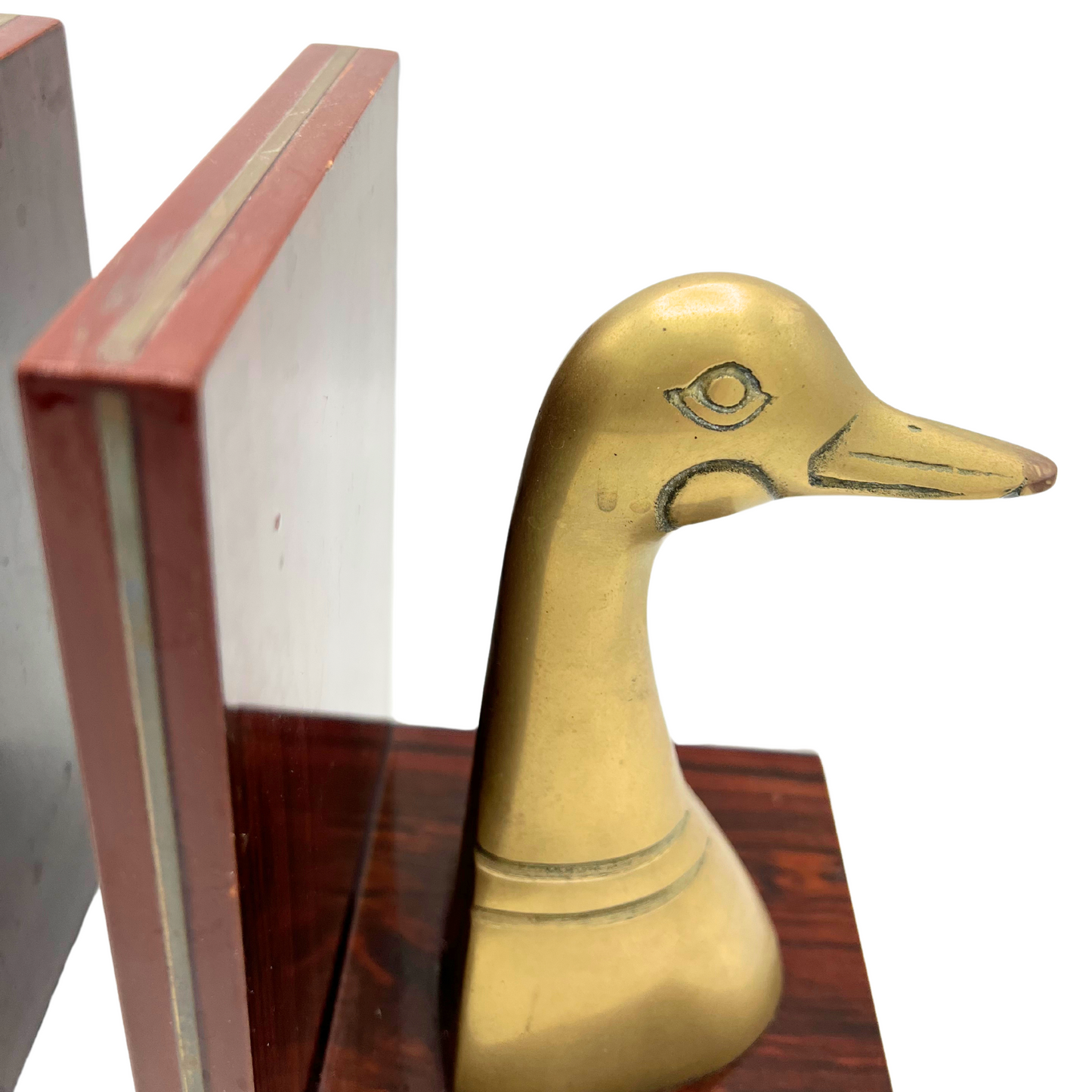 pair of vintage brass duck bookends