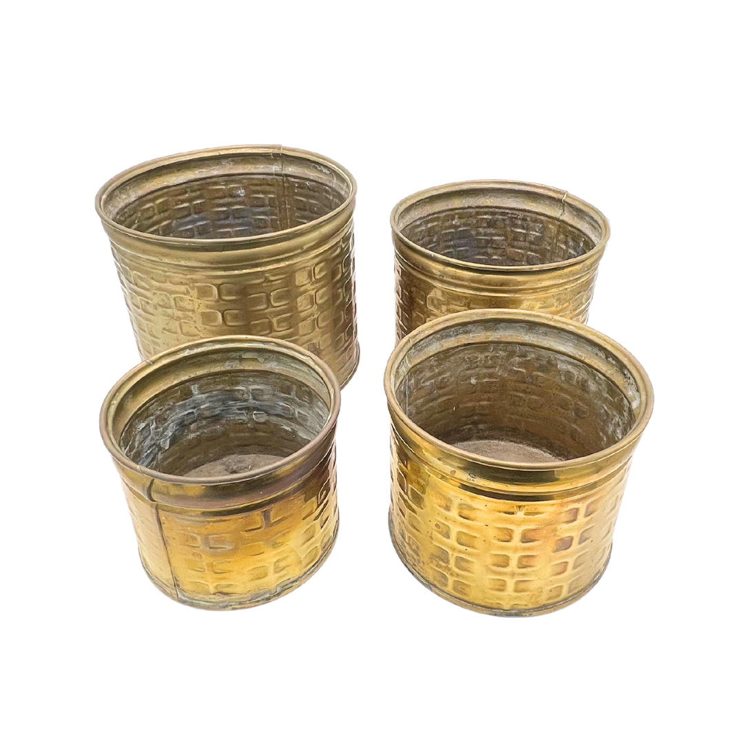 set of 4 vintage brass Nijhof Zevenaar pots