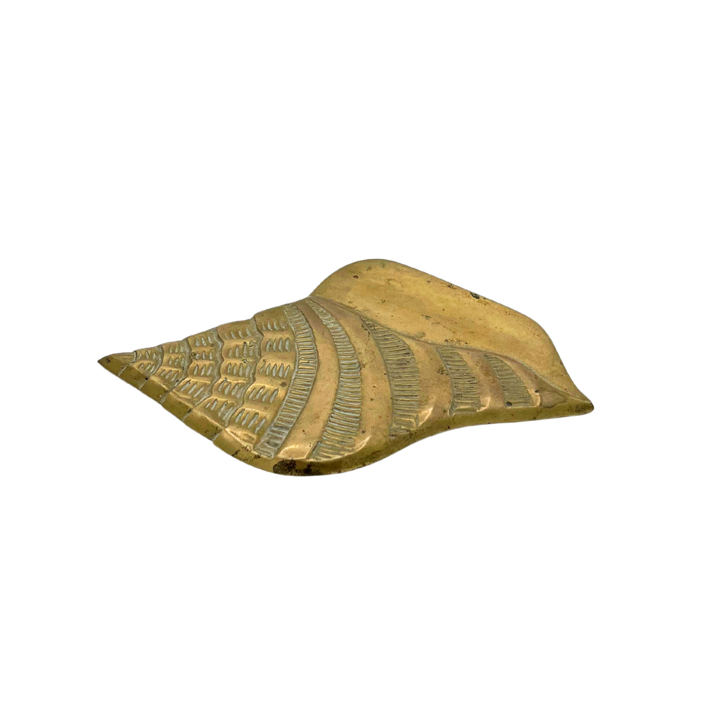 vintage brass shell wall hanging