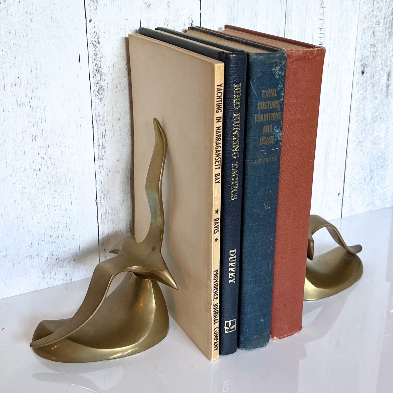 vintage brass gull bookends