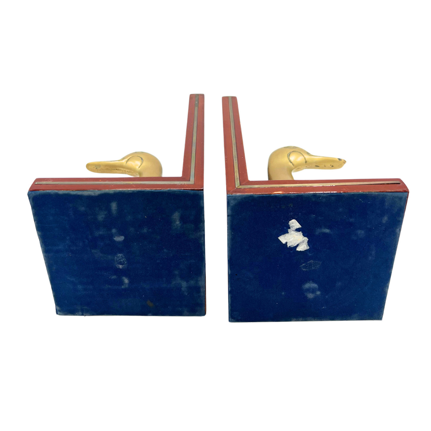 pair of vintage brass duck bookends