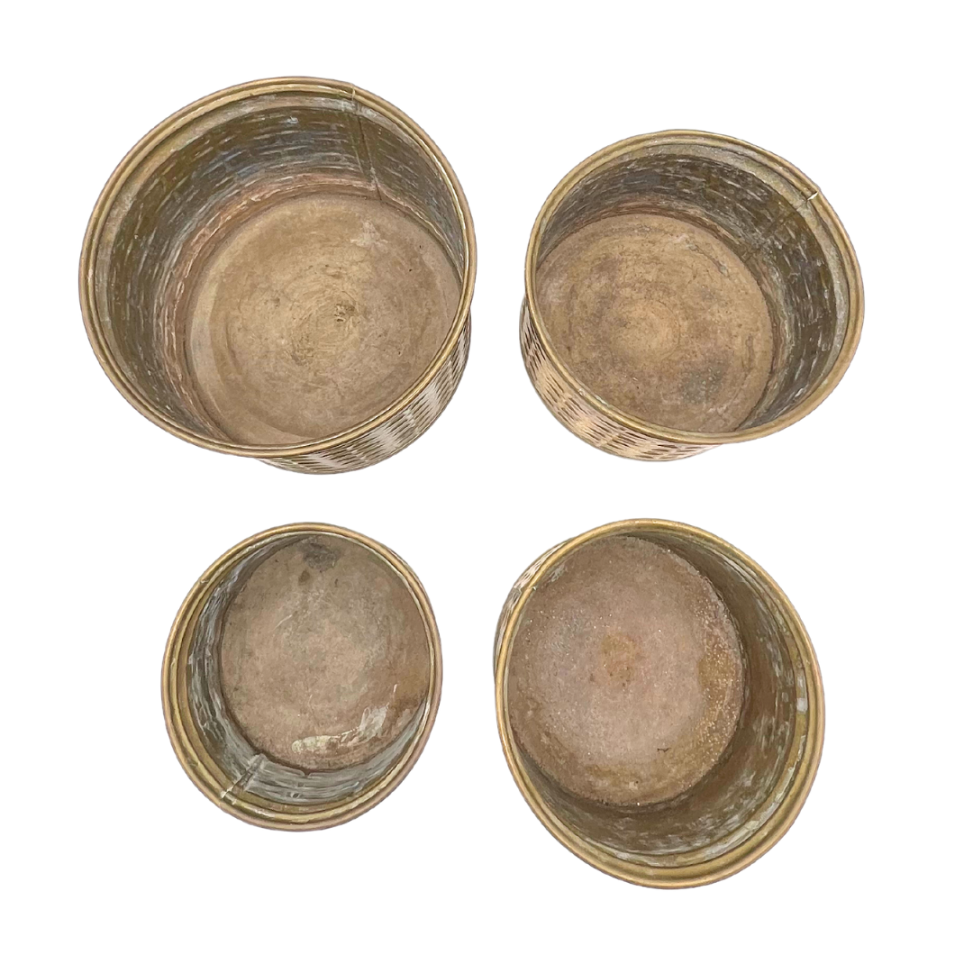 set of 4 vintage brass Nijhof Zevenaar pots