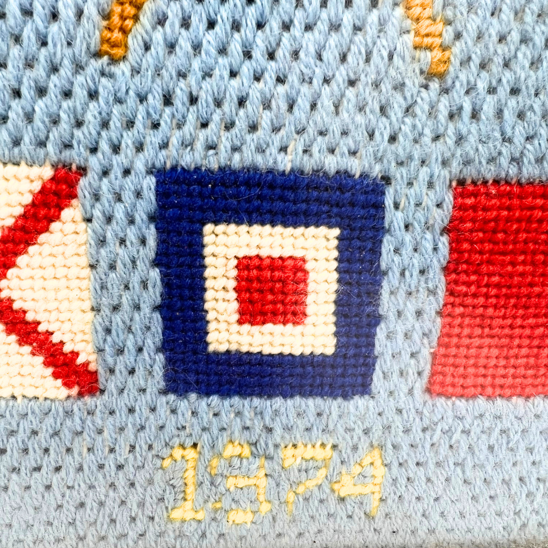 1974 framed burgee needlepoint