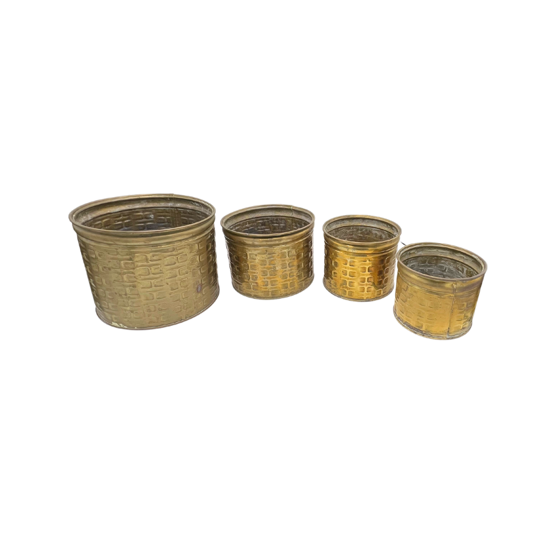 set of 4 vintage brass Nijhof Zevenaar pots