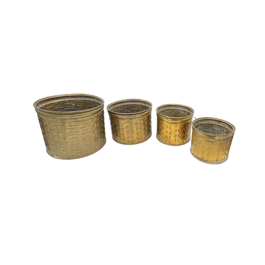 set of 4 vintage brass Nijhof Zevenaar pots