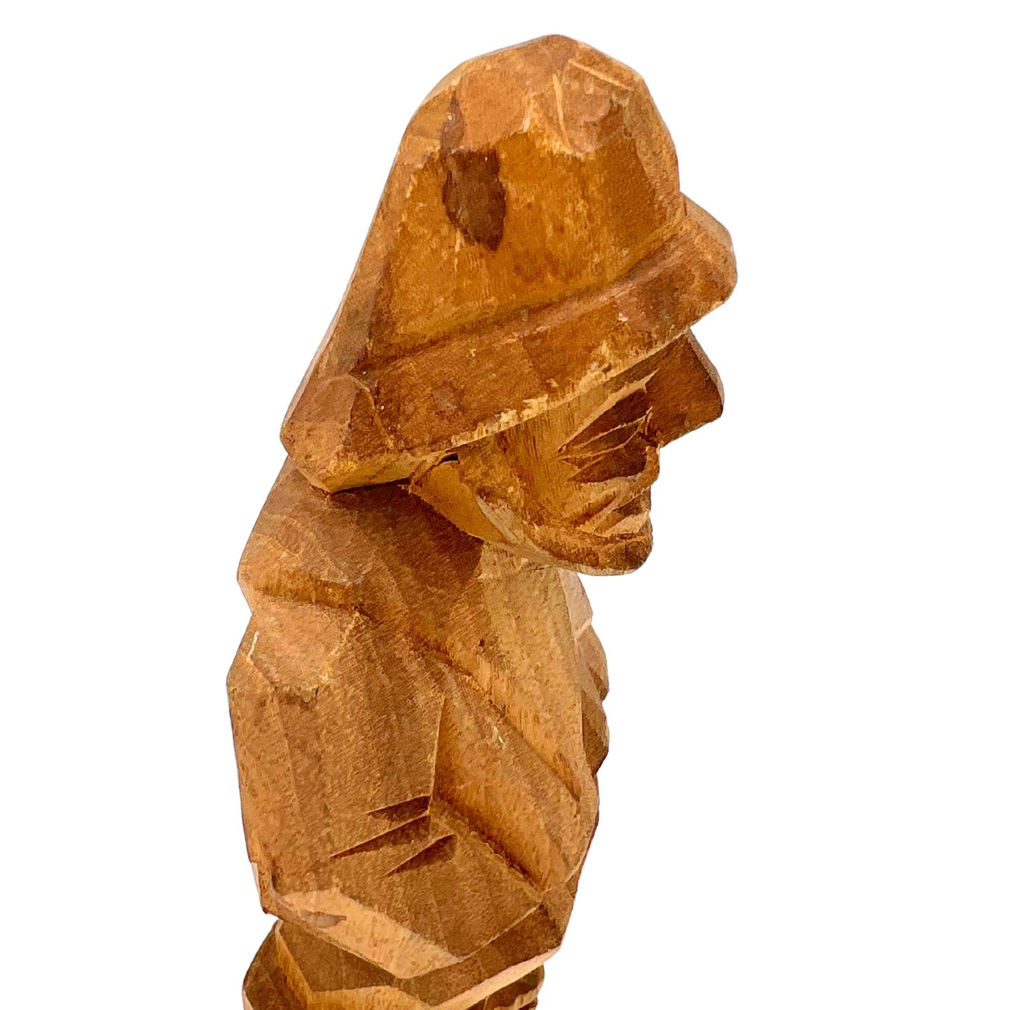 vintage carved wooden fisherman