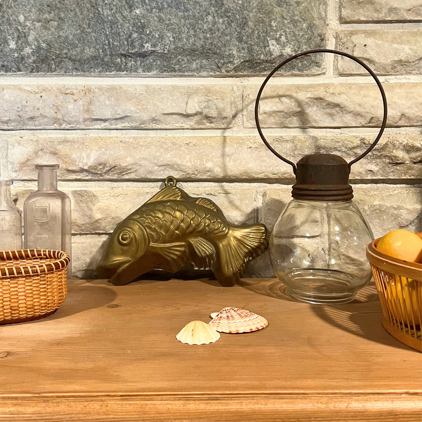 vintage brass fish mold