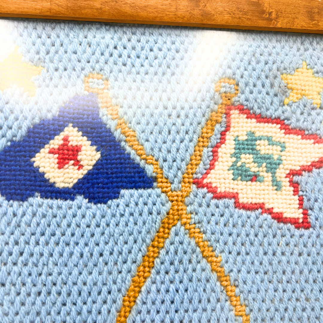 1974 framed burgee needlepoint